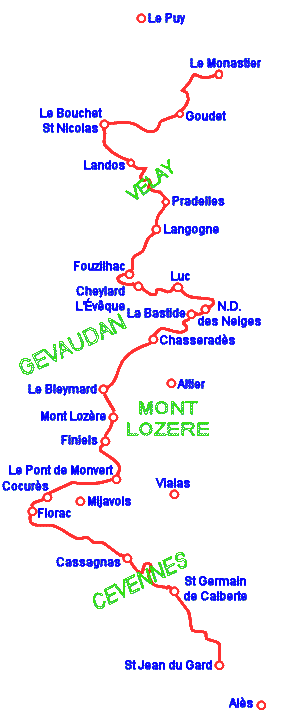 Itineraire du Chemin Stevenson (GR70)